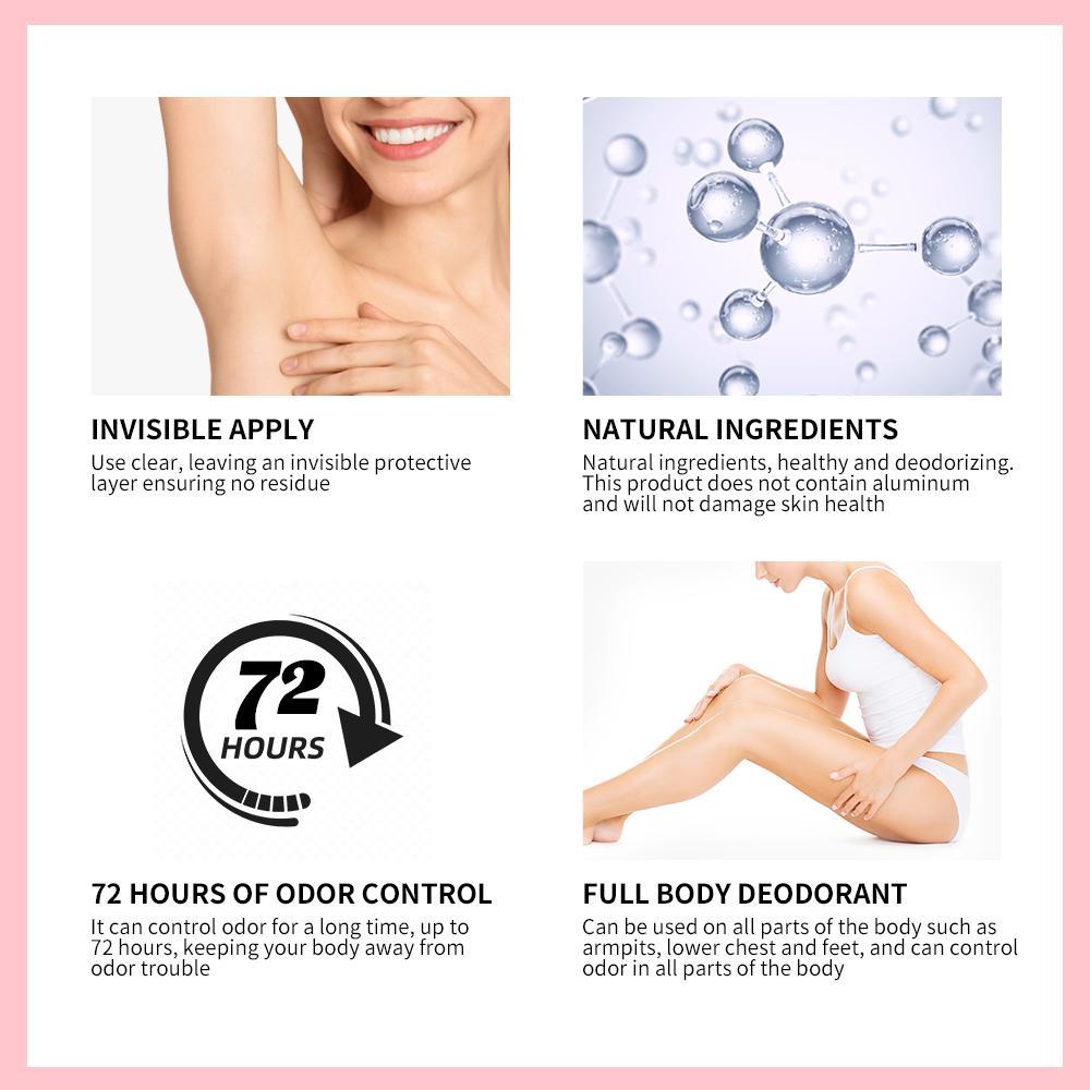 Natural Body Deodorant, High Performance Deodorant, 1 Box Long-lasting Invisible Body Deodorant Cream, Round Tube Cream, Fruity Fragrance, for Women and Girls