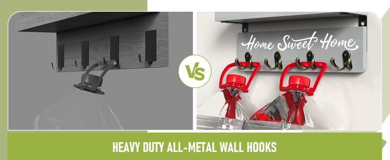 Wall-Mounted Key and Mail Holder, Wooden Key Rack With 4 Double Key Hooks, Rustic Home Decor for Entryway (Gray)