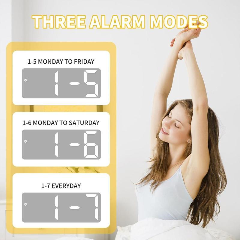LED Digital Alarm Clock for Bedroom, Mini Size 12/24H LED Display Temperature Date Snooze Mode 3 Adjustable Brightness, Perfect for Living Room Office Desk