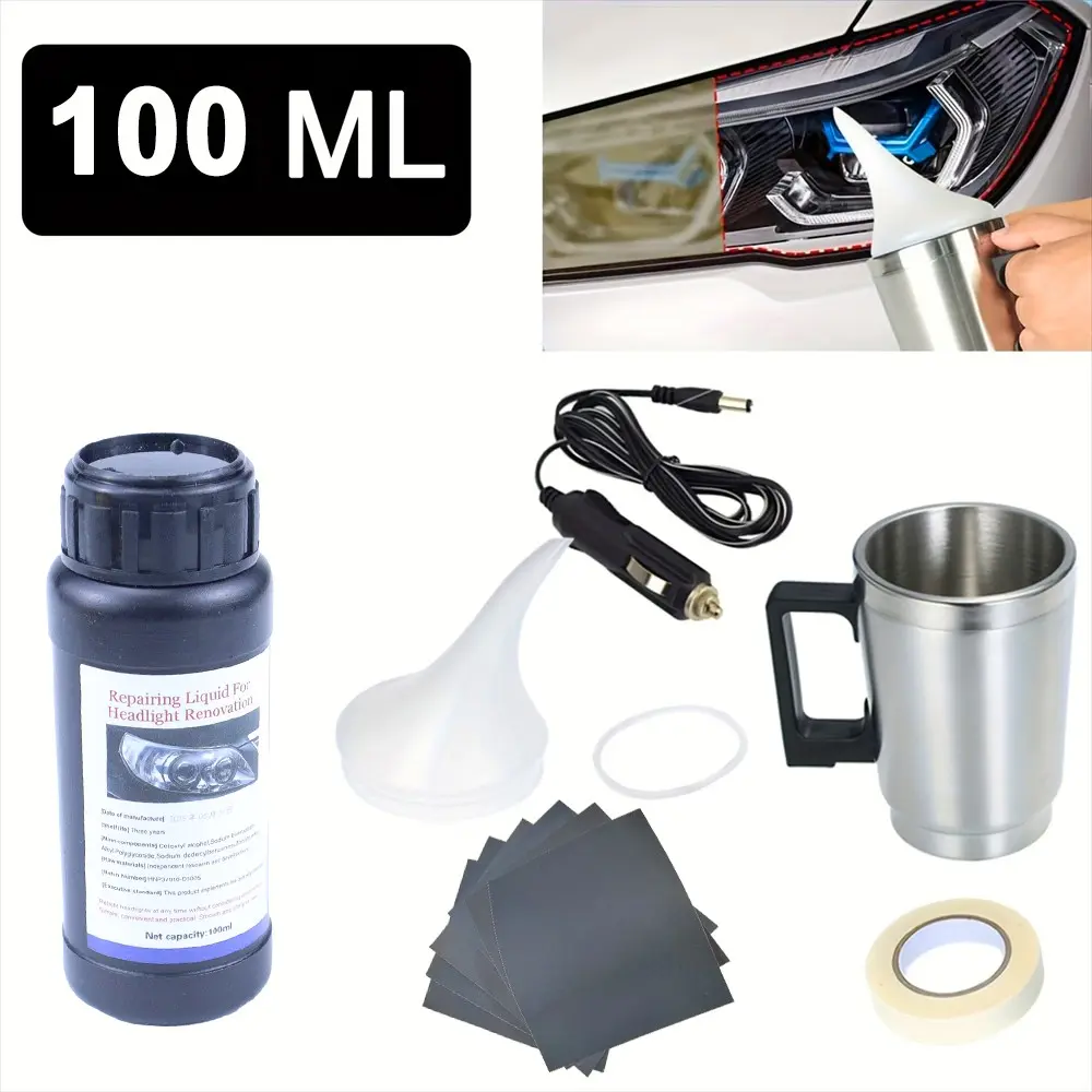100ML Car Headlight Restoration Kit, DIY Restoration, Yellowed Lens Repair Liquid, Improves Foggy Blurred Lenses, Suitable for Headlight Care Tools