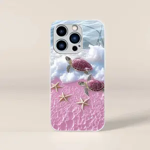 Compatible with iPhone 17/16/15/14 Pro Max and S26/S25/S24 Ultra, Transparent Bumper Phone Case, Tropical Ocean & Island Printed Design for Daily Use HNL0021