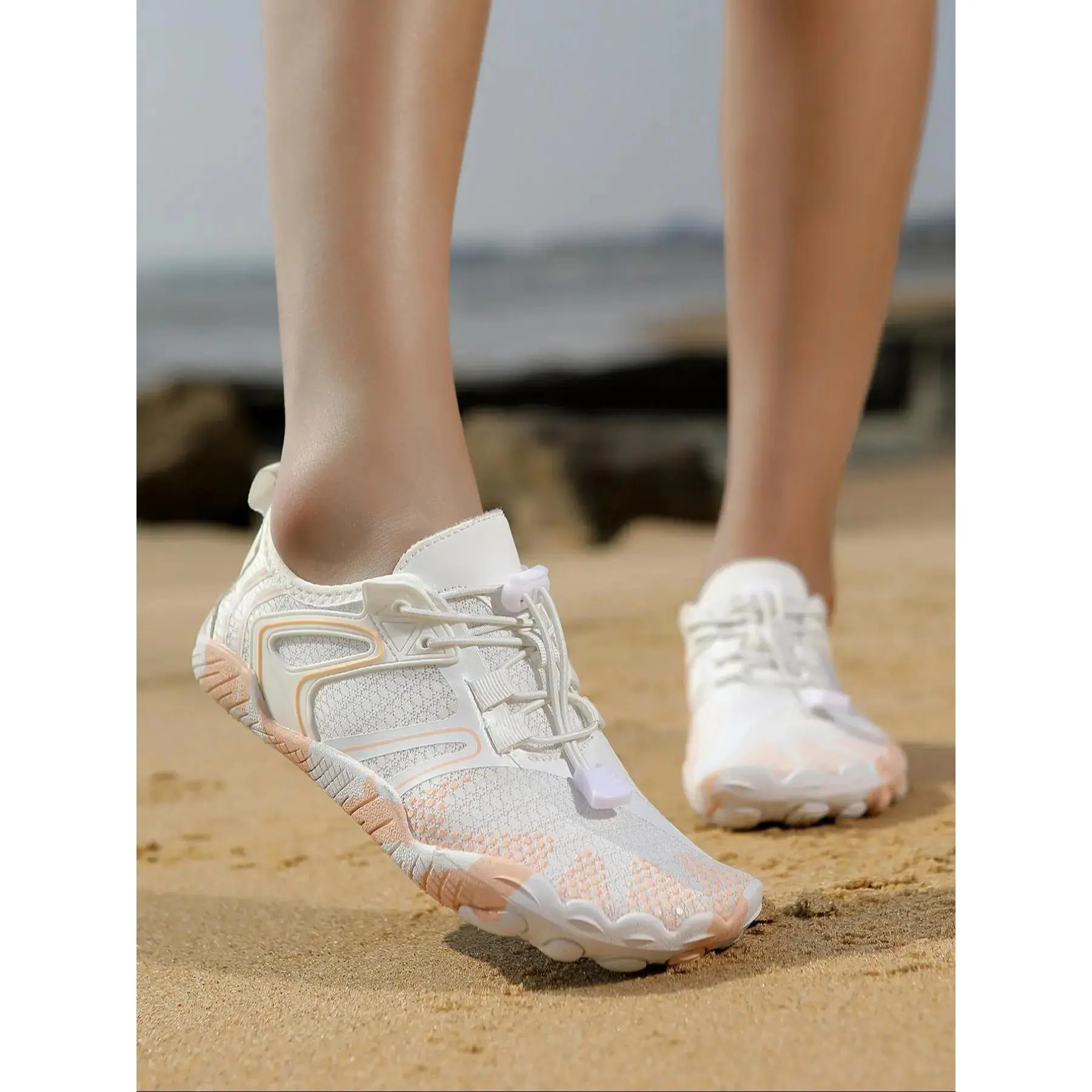Unisex Lightweight Breathable Quick Drying River Trekking Shoes Sporty Lace Up Water Footwear for Beach Hiking Swimming Drifting Diving Outdoor Sneakers Aqua Non Slip Sports Chic Platform Pair Trendy Versatile