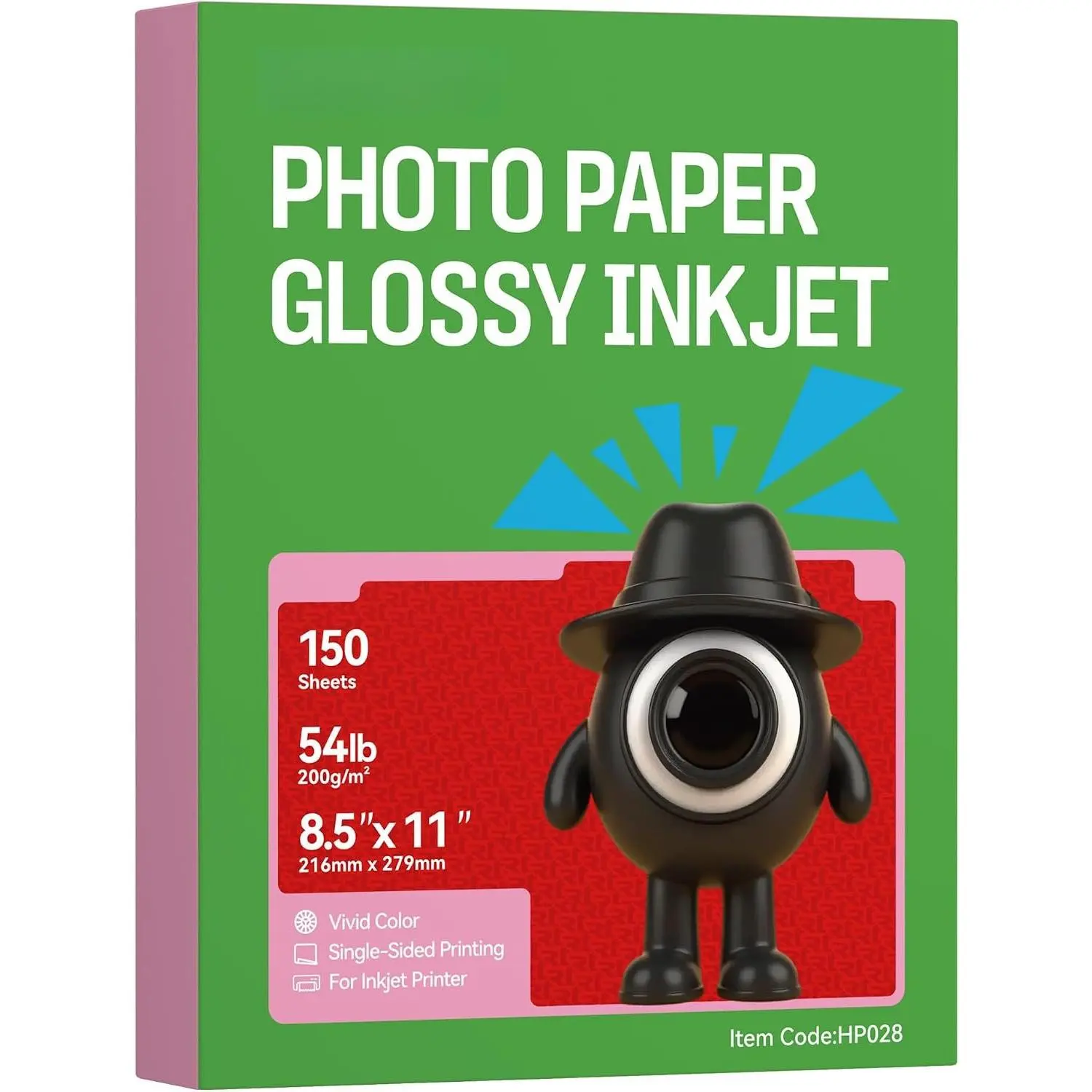 150 Sheets Glossy Photo Paper, 8.5x11 Inch Inkjet Printer Paper, 200gsm/54lb High-Gloss Picture Paper for  Photos, Brochures, Cards, Calendars & Menus (Dye Ink Only)