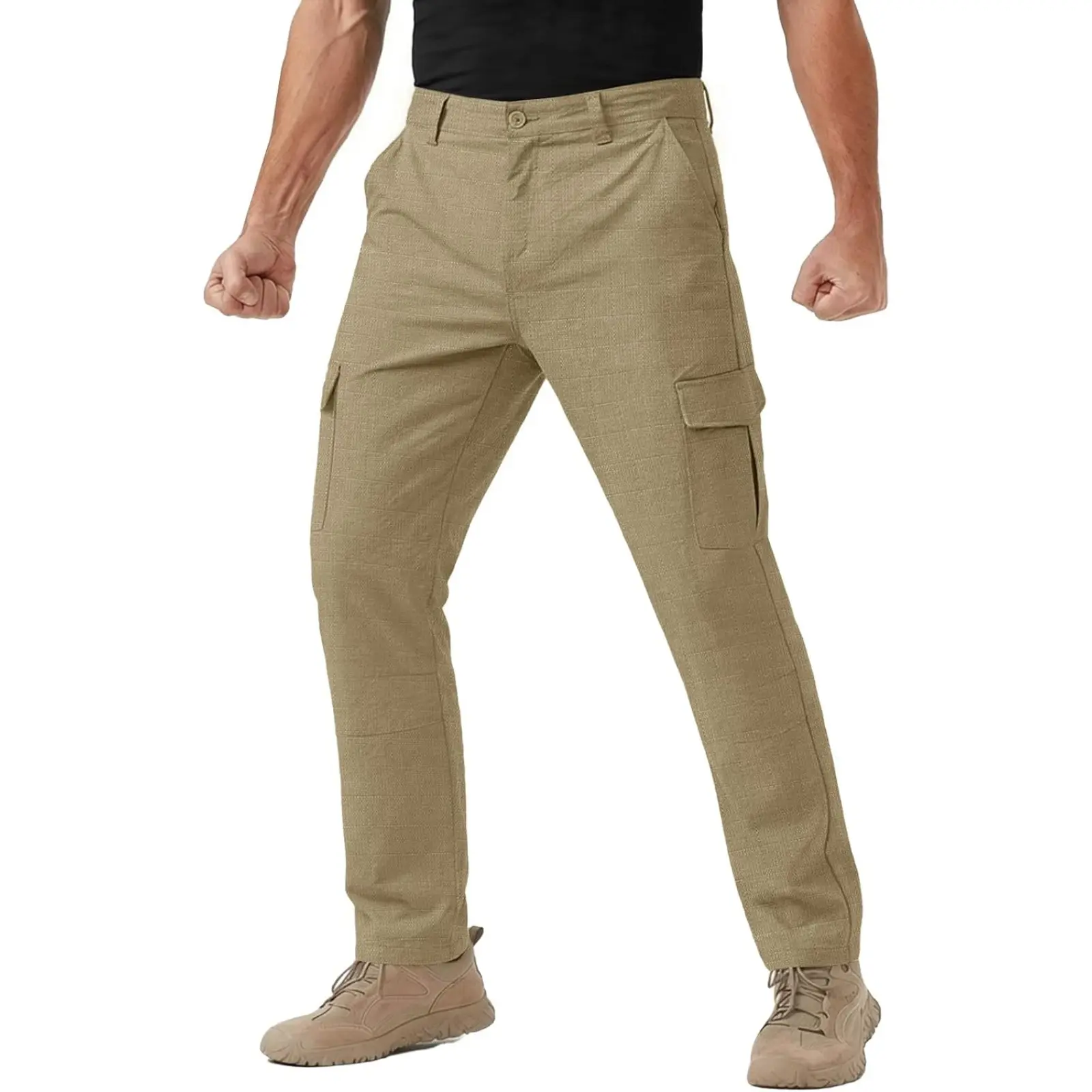 Aoysky Men's Hiking Cargo Pants Lightweight Waterproof Ripstop Stretch Travel Fishing Pants with Multi Pockets