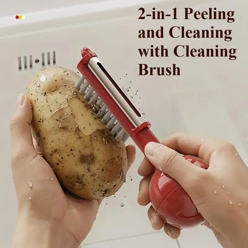 Multi-Functional Kitchen Peeler, Thick Stainless Steel Vegetable Scraper, New Design Fruit and Veggie Brush Peeler, 1pcs