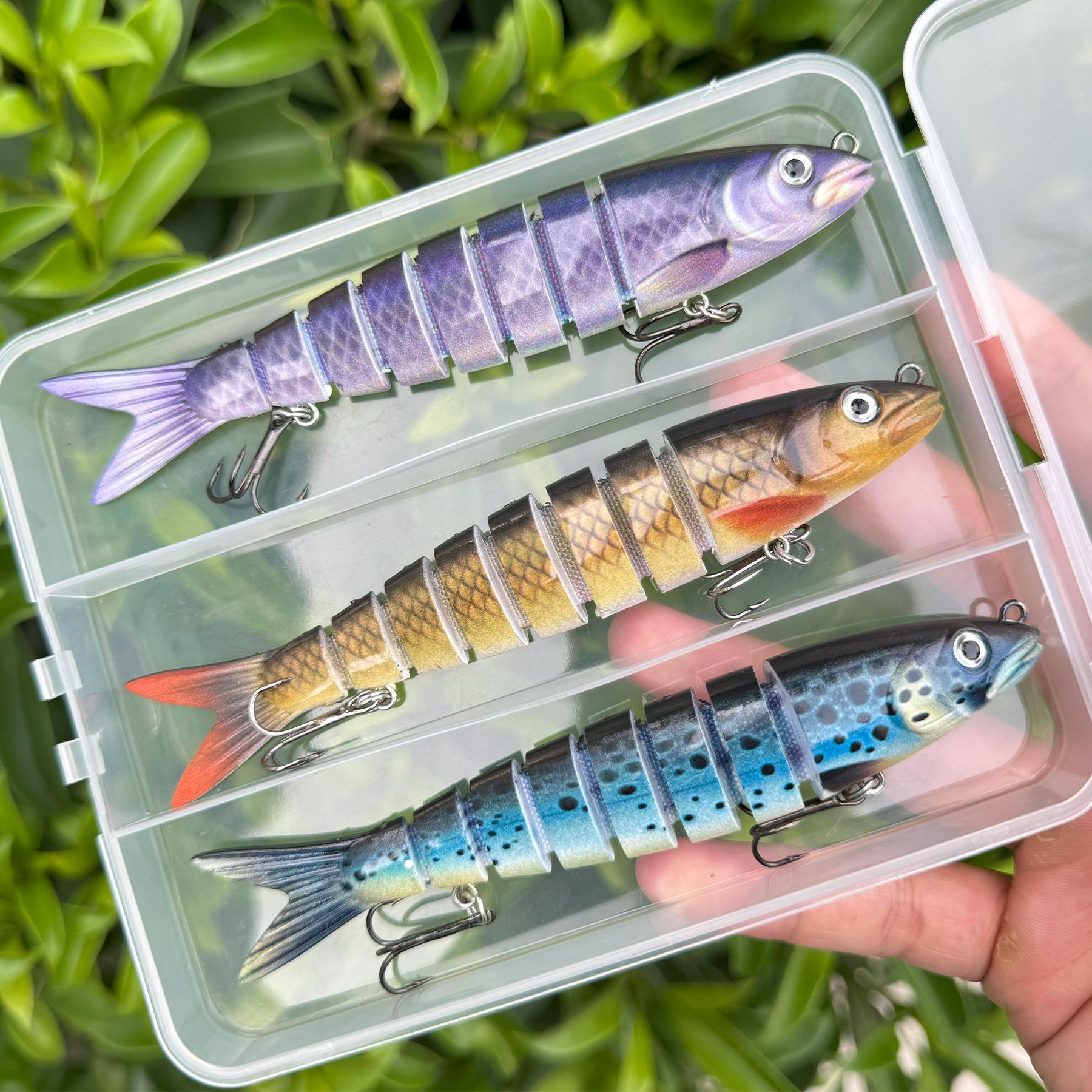 3-pack Multi-Jointed Fishing Lures Kit 8-Segment Minnow & Pencil Hard Baits Realistic Sinking Swimbaits Durable Sharp Hooks Lifelike Action for Freshwater Saltwater Trout Bass Fishing Outdoor Angling Tackle Gear
