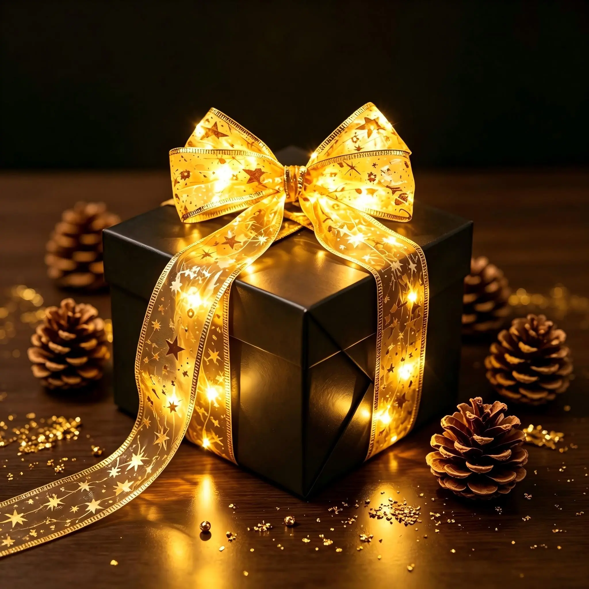 Golden Star LED String Lights, Warm Light, Flexible Battery-Powered, Mesh Garland, DIY Decor, Bedroom Staircase, 5m/10m