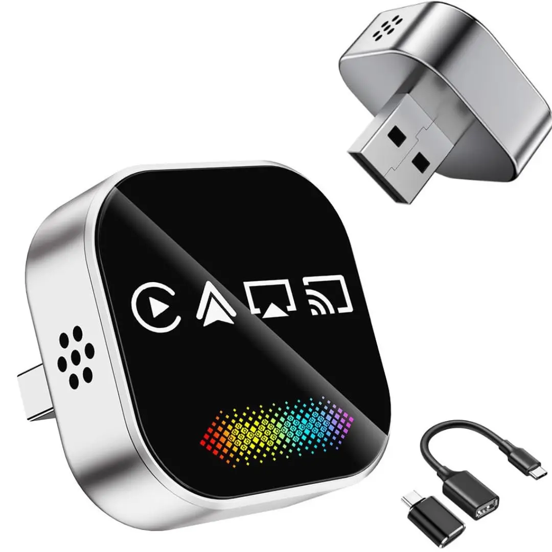 2026 Upgrade Wireless Carplay Adapter, Four-In-One Wireless Carplay Adapter for Android and iPhone, Supports Screen Mirroring, Airplay, Type-C Plug-And-Play, Car Connectivity Adapter, Automotive Carplay Converter