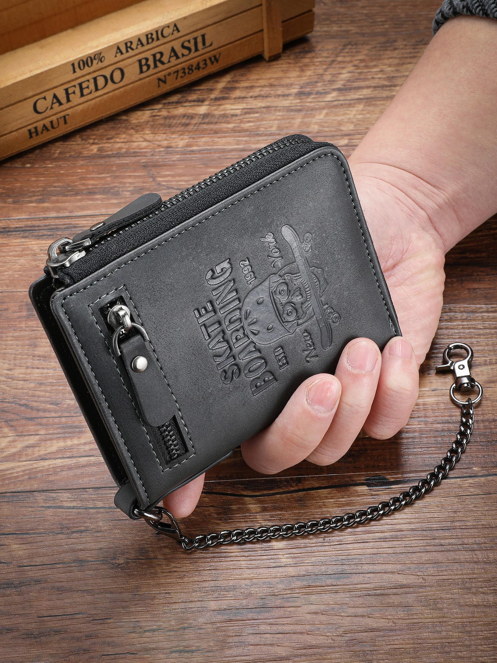 Men's Vintage Multi Card Slot Short Wallet, Casual Trendy Wallet, Casual PU Leather Zipper Wallet, Zipper Wallet Design, Multi-functional Wallet for Men for Daily Use