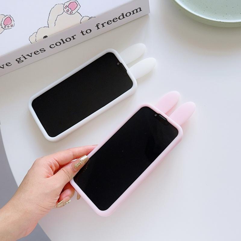 Luxury Cute Pink White Miffy silicone soft phone Case For iPhone 12 13 14 15 16 17 Pro Max Funny Cartoon long ear Miffy Cover﻿
