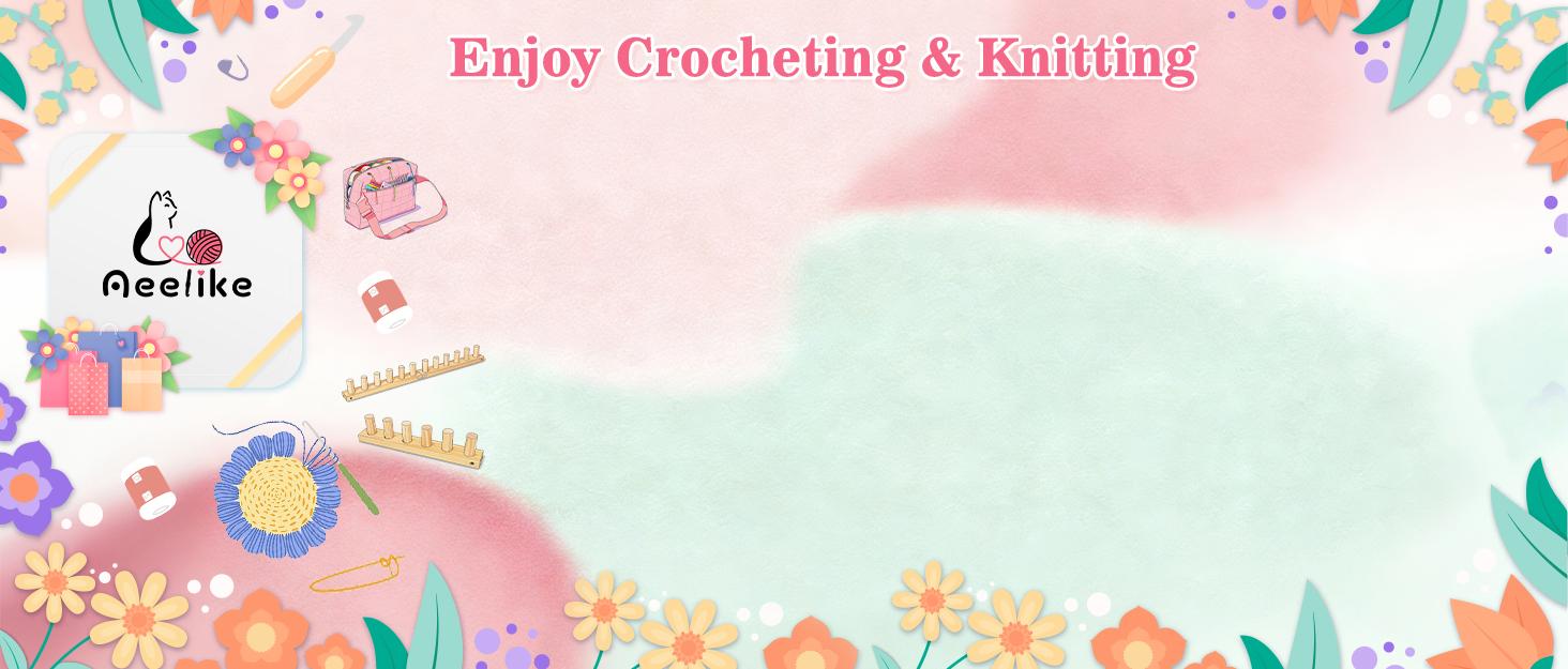Crochet Kits for Beginners with Yarn, Learn to Crochet Set Included Crochet Hooks Supplies DIY Tools,Crocheting Kit for Adults Kids with Portable Green Leaves Bag