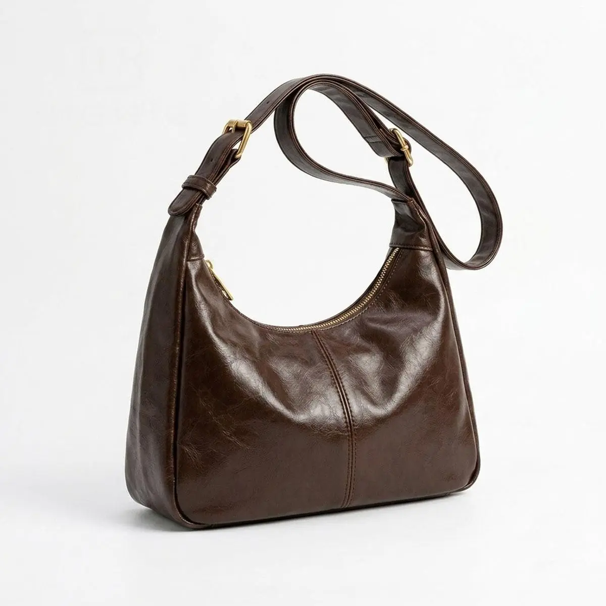 Women's Solid Vegan Leather Hobo Bag - Large Capacity Commuter Shoulder Purse, Crossbody Handbags for Everyday Use, Gym & Back-to-School Purses, Everyday Bag, Casual Commuting Bag, Minimalist