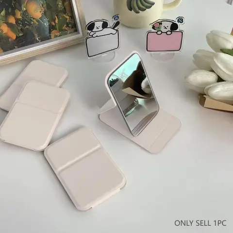 Portable Foldable Makeup Mirror, 1 Count Pocket Foldable Makeup Mirror, Pu Leather Makeup Mirror for Home Bathroom Outdoor Travel, Travel Hand Mirror, Cosmetic Mirror