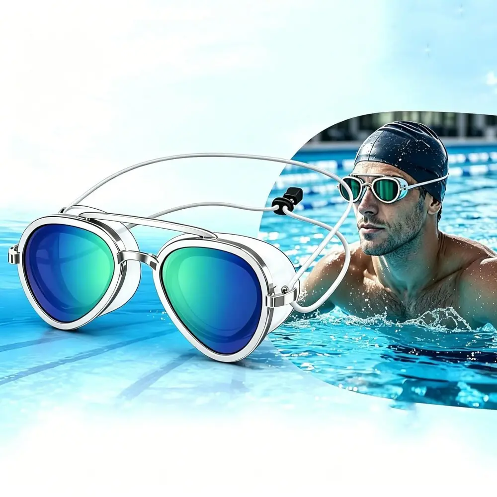 Anti-Fog Swim Goggles, Wide Panoramic Lens, UV Protection, Leak-Proof Soft Seal, Unisex, Ideal for Training and Competitions, Beach Use, Pool Goggles
