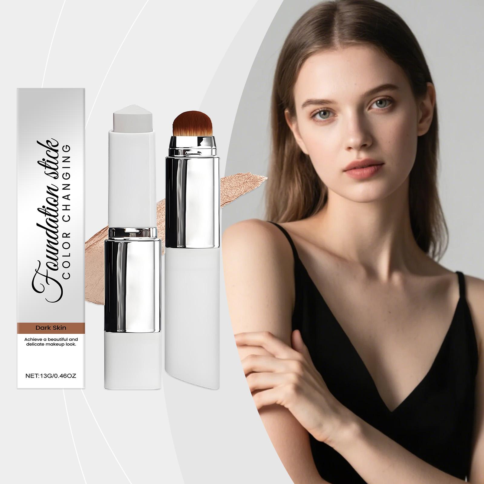 AMZ The Dark Skin Two-In-One Color-Changing Foundation Stick Has A Light And Thin Texture, Moisturizing, Brightening And Nourishing The Skin With A Matte And Clear Makeup Effect