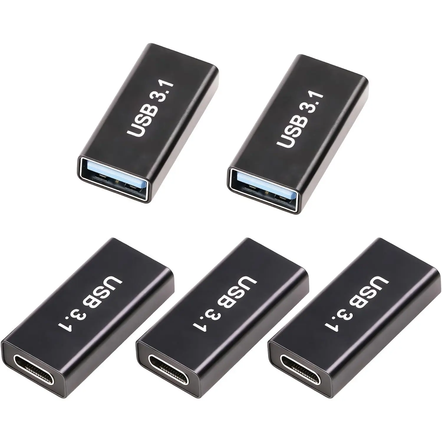 5𝐏𝐚𝐜𝐤 𝐔𝐩𝐠𝐫𝐚𝐝𝐞𝐝 USB Female to C Female Adapter, 10GB-Usb3.1 to C Adapter Connector, Bi-Directional High Speed USB Extension Connector Support Charge & Data Sync