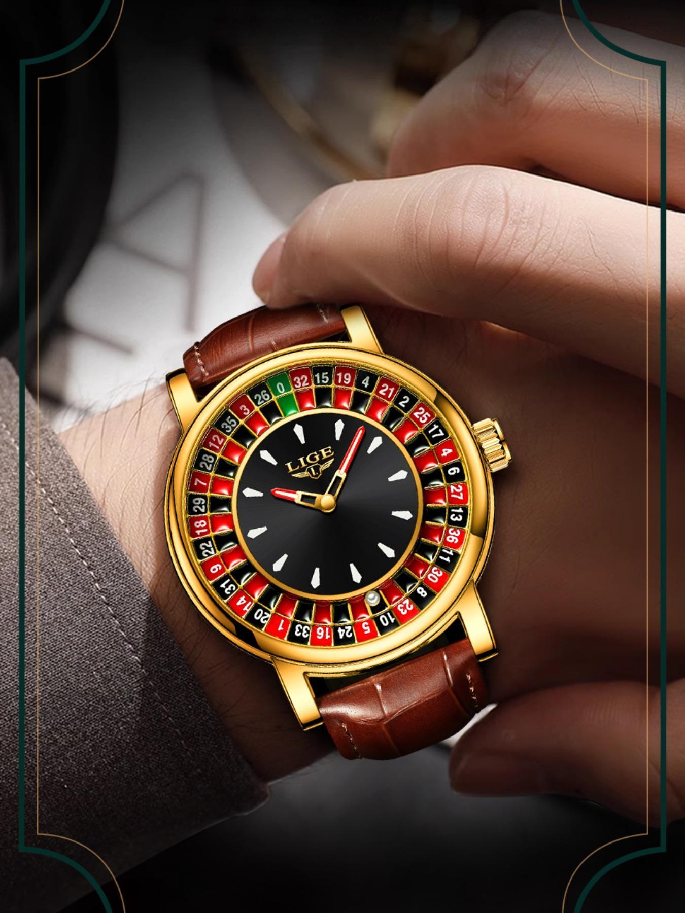 Men's Casual Round Dial Russian Roulette / 12 Zodiac Theme Interactive Analog Quartz Watch, Waterproof Wristwatch for Parties and Daily Wear, Analog Wristwatches