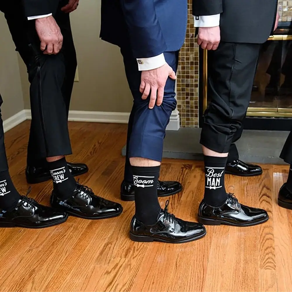 Bridesman Father of the Bride Father of the Groom Best Man groom groom’s crew black Socks Wedding day bridal shower bachelor party Groom to be decoration Groomsman Proposal Gift present photo props