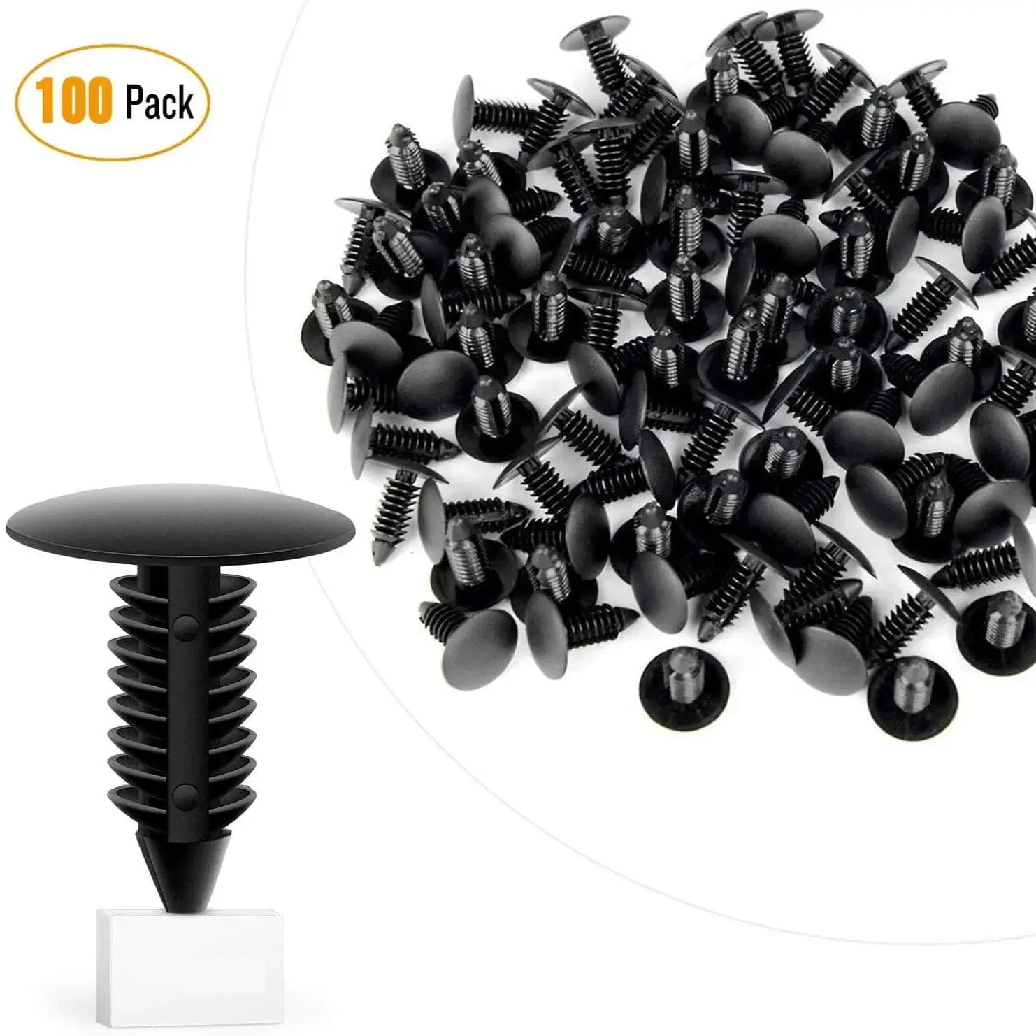 Nilight 100-Pcs Nylon Automotive Fasteners & Clips Kit - 8mm & 6.4mm Hole Sizes, 0.095in-0.540in Panel Range, Fitting GM/Ford, Side Skirts, Door Trim Panels, Better Replacement for Original Clips
