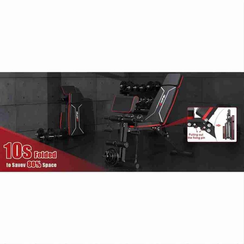 GIKPAL 7 Positions Adjustable Weight Bench,With Extended Headrest And Leg Extension,Foldable Workout Bench Press For Full Body Strength Training,Maximum 770 Lbs Spring Arm Trainer Neoprene Waist Trimmer Belt Foldable Treadmill with LCD Display Women's Hex