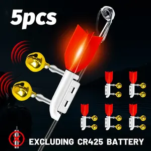 5-Piece Fishing Glow Light Set, High Visibility Night Fishing, Super Bright, Glowing Rod Tip Lights, Sensory Alert Fish Finder