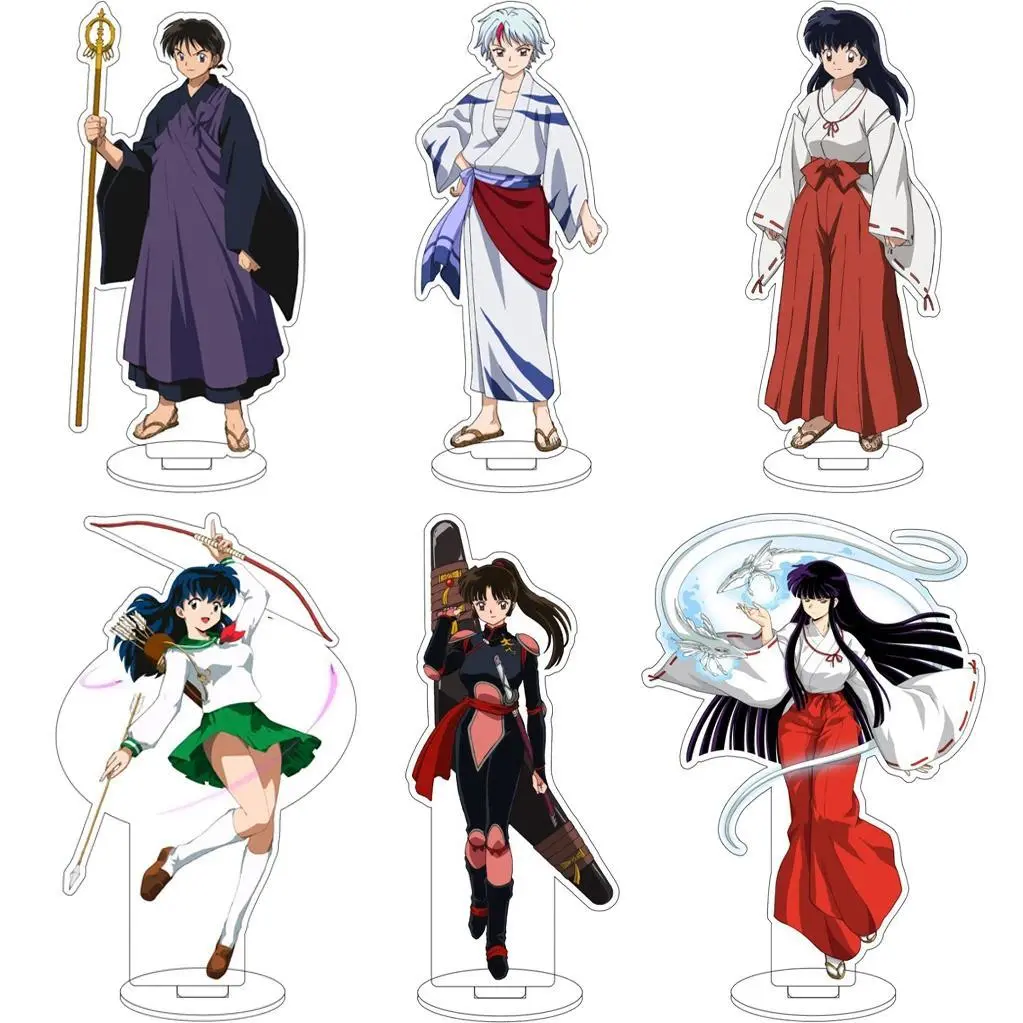 16CM Anime Inuyasha Kikyou Higurashi Kagome Sesshoumaru Naraku Miroku Cos Acrylic Figure Stand Ornaments Gifts