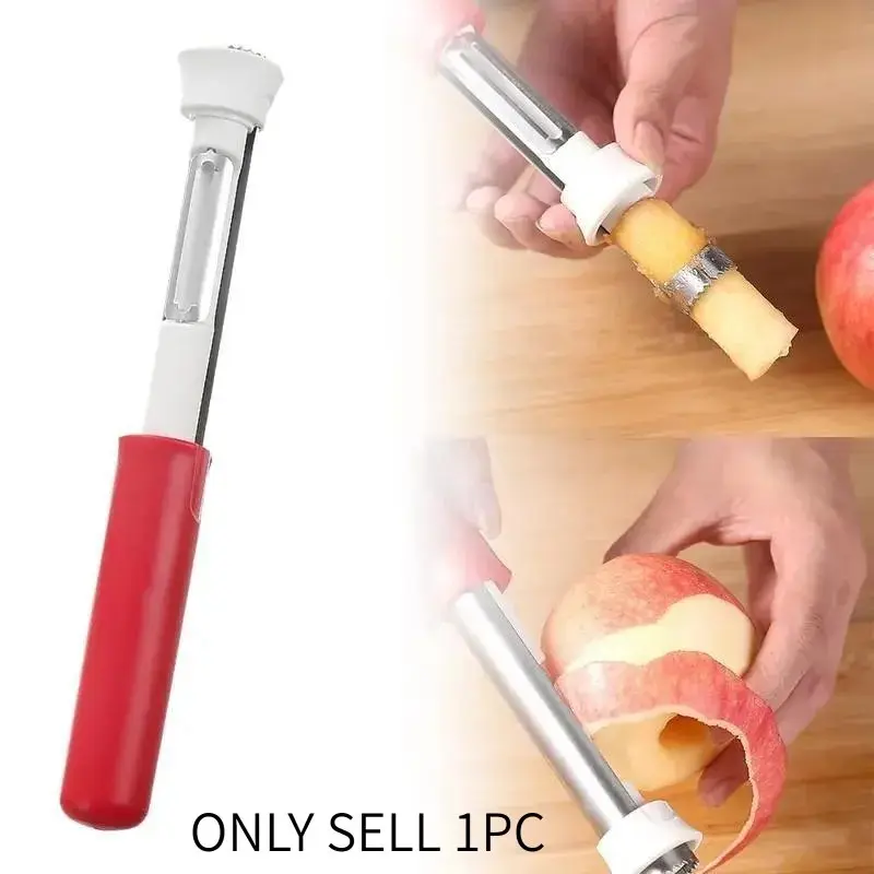 Two-In-One Apple Corer Peeler Slicer, Stainless Steel Fruit Core Remover, Apple Seed Remover, Kitchen Tool for Apples Pears Bell Peppers Cakes, Kitchen Gadget, Vegetable Fruit Cutter, Durable Vegetable Slicer