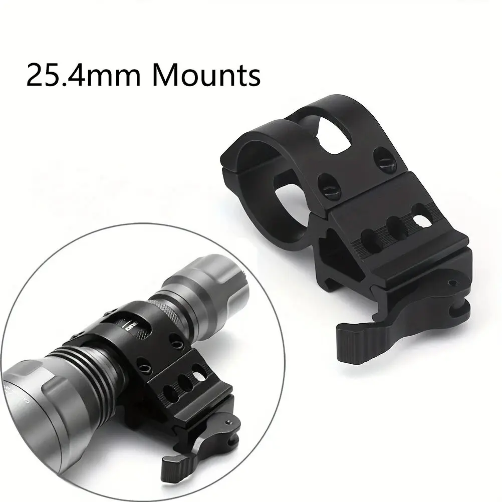 25.4mm Quick Release Offset Flashlight Scope Mount 20mm Picatinny Rail 45 Degree Sight Hunting Accessories 45-Degree Side-Mounted Handheld Light Holder, Laser Stand, Scope Mount
