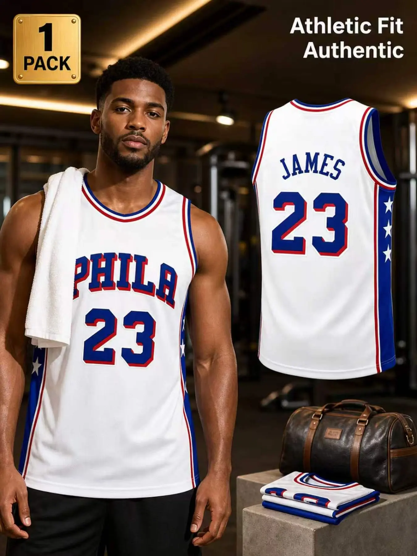 Men's #23 Stitched Basketball Jersey - Sleeveless Athletic Philadelphia Shirt, Breathable Loose Fit Casual Sports Top Training Uniform Sports Apparel