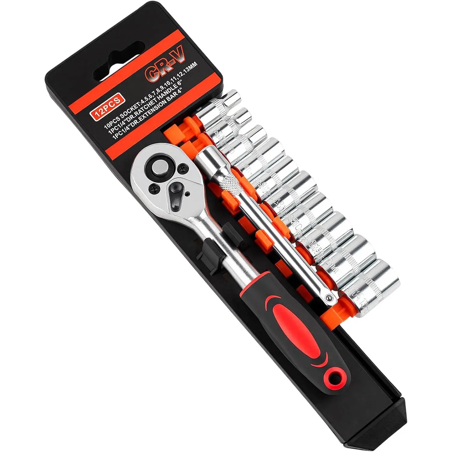 12 count 1/4 Inch Drive Socket Set,  Mini Ratchet Socket Wrench Set, Small Metric Ratchet Socket Wrenches Set, with 1/4 Ratchet Extension Bar for , Automotive, Household Repair