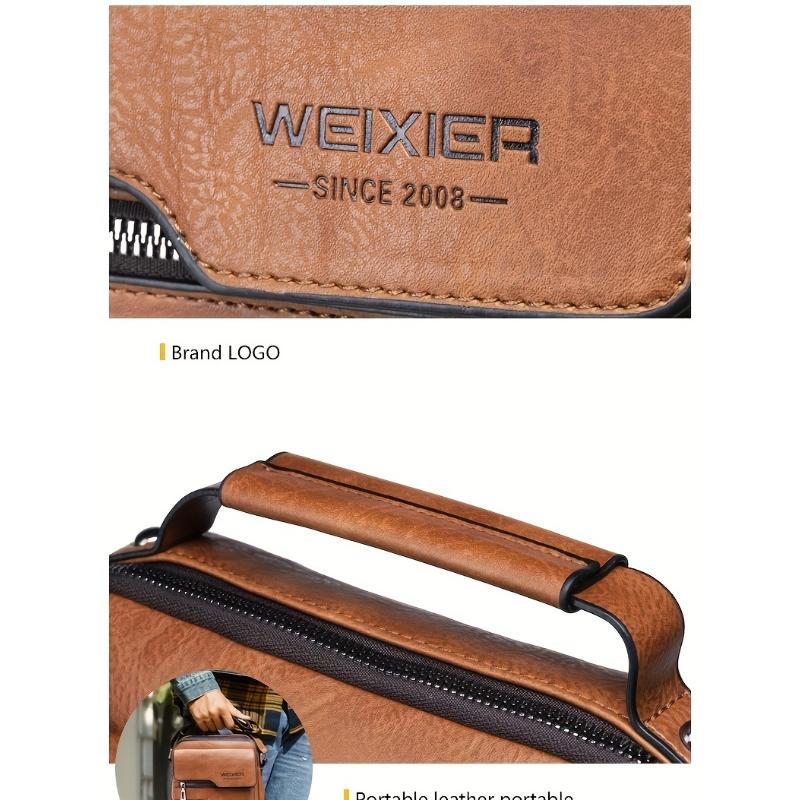 Leather Crossbody Bag for Men - Shoulder Bag, Retro Handbag, Business Casual Briefcase, Holiday Gift Large Capacity, Multi Compartment, Zipper
