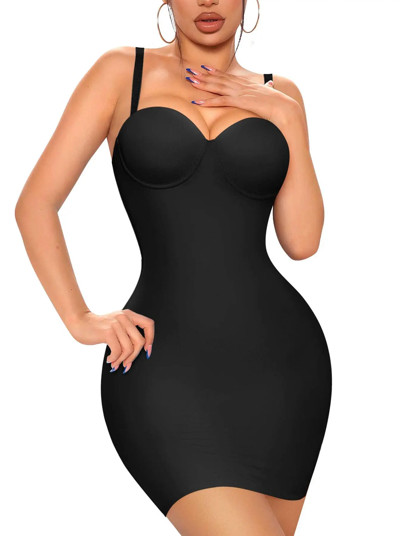 Women's Plain Cut Out Backless Cami Bodysuit Underwear Shapewear with Adjustable & Detachable Strap Design, Slimming Smooth High Stretch Non-slip Body Shaper For Women