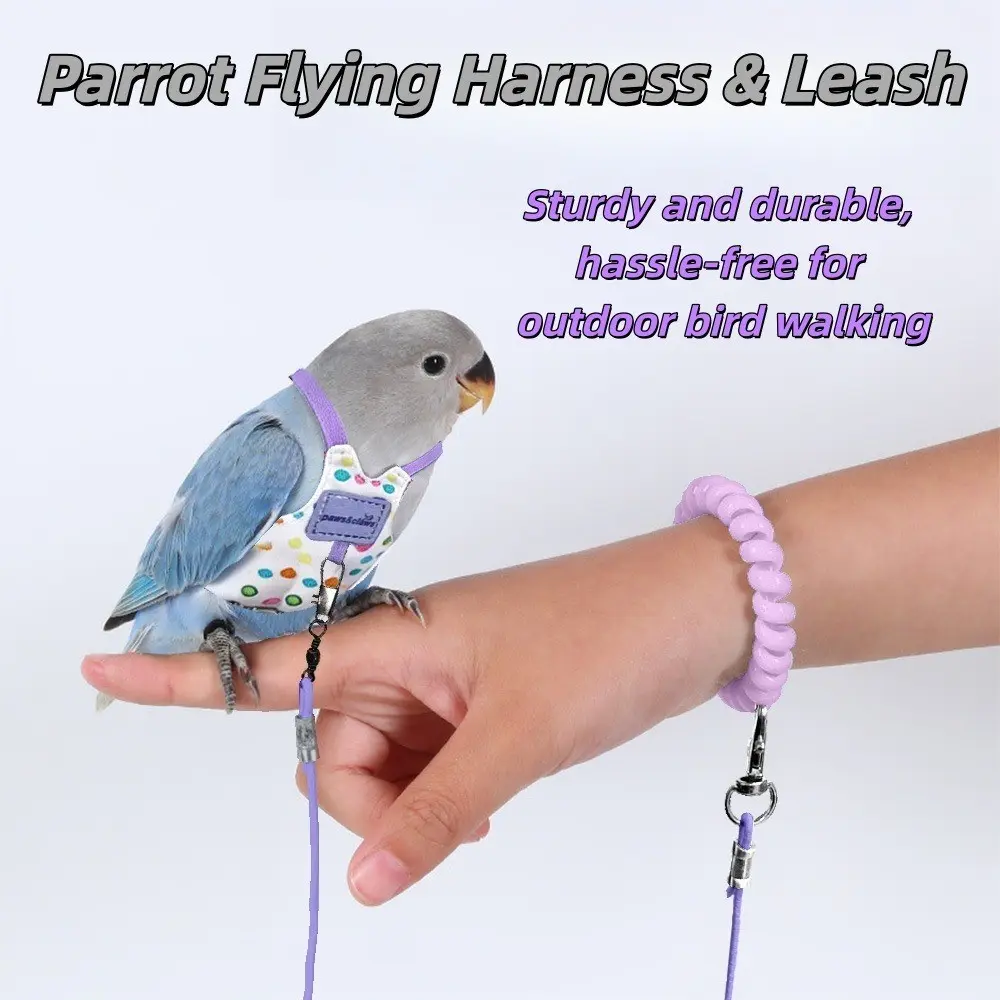 Ultra-Light Parrot Flight Harness, Anti-Loss Flying Leash, Outdoor Bird Walking Vest, Suitable for Budgerigars, Lovebirds, Cockatiels