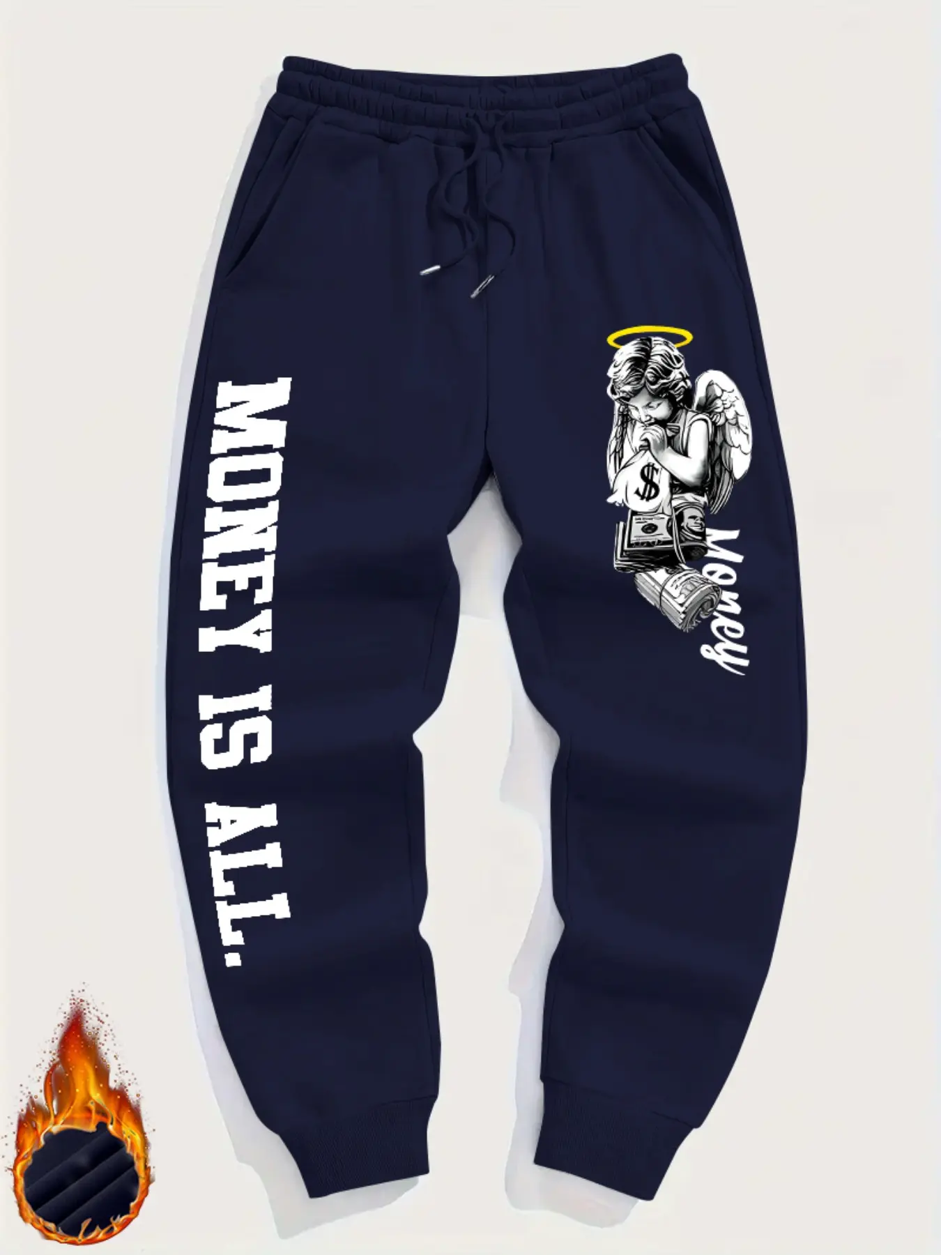 Men's Waist Drawstring Sports Pants, Vintage Angel Dollar Pattern Print, Comfortable Slim Fit, Versatile Athletic Wear for All Occasions