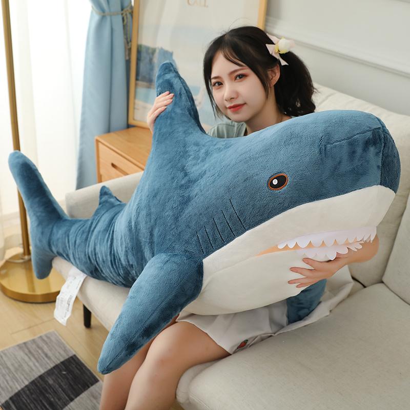 30-120CM Gaint Shark Whale Plush Pillow Gray Blue Pink Shark Stuffed Doll Warm Hug Pillow Cushion Toys Sofa Home Decoration