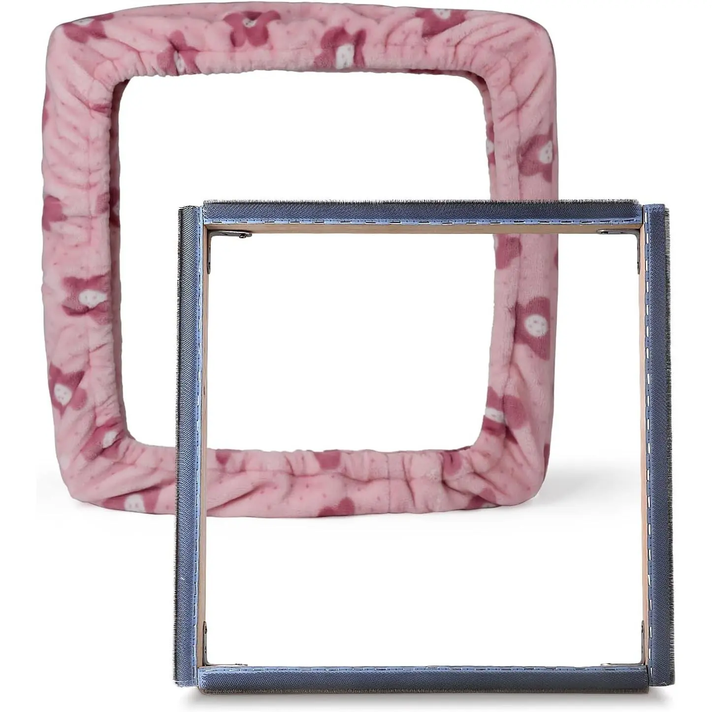 Gripper Strip Frame Punch Needle Frame Rug Hooking with Frame Cover 15.7" x 15.7" (Pink)