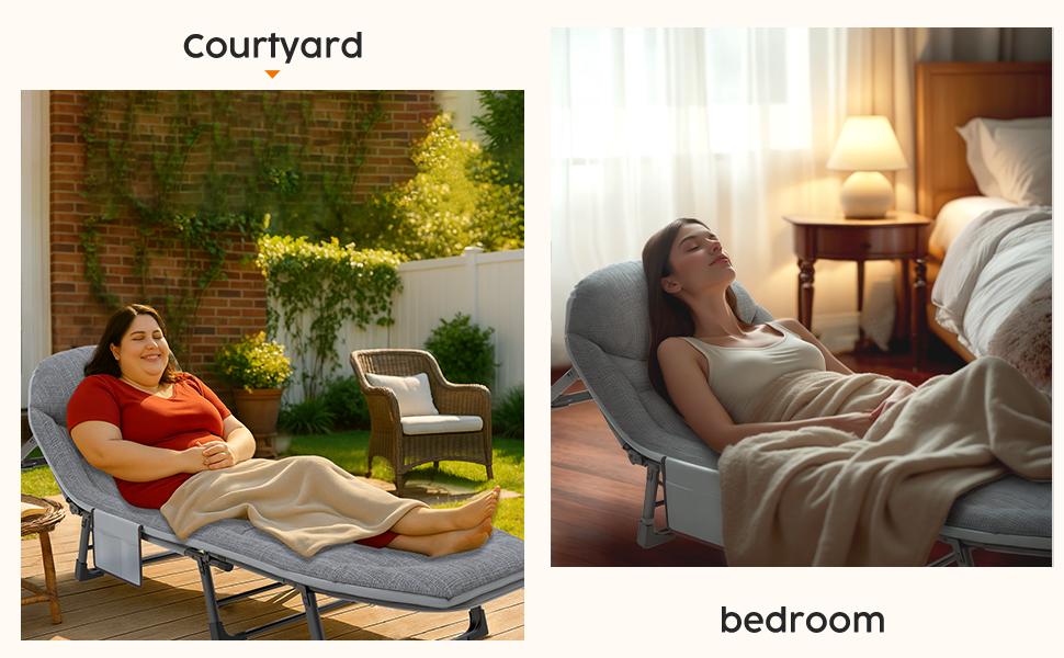 Camping Cot with Mattress, No Assembly Required Heavy Duty Folding Camping Cot for Adults, 550 Lbs Capacity Adjustable Portable Sleeping Bed for Indoor, Outdoor & Patio Use