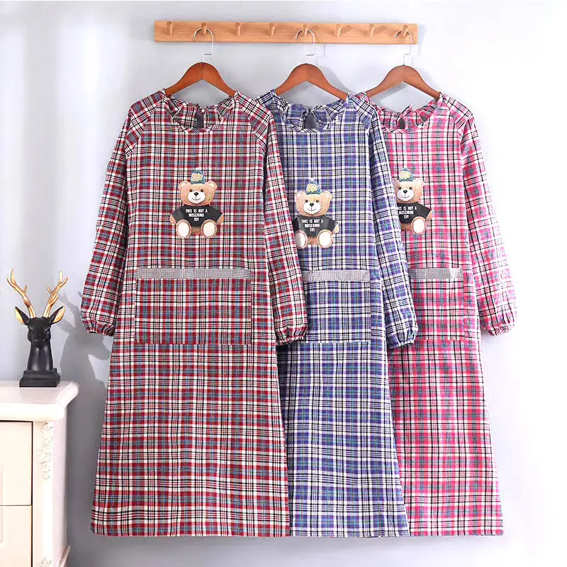 New Cotton Apron, Oilproof Waterproof Full Coverage Smock, Plus Size Kitchen Cooking Wear, Unisex Household & Work Protective Waist Apron