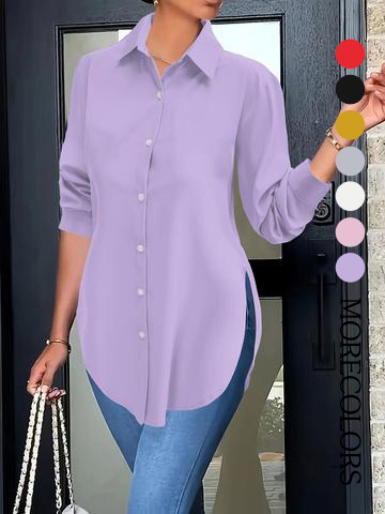 Elegant Fashion Women's Collared Long Sleeve Shirt, Fitted Outer Shell, Moderate Fabric Thickness, Casual Style, Spring & Fall Wear Elegant Fashion Women's Collared Long Sleeve Shirt, Fitted Outer Shell, Moderate Fabric Thickness, Casual Style, Spring & Fall Wear