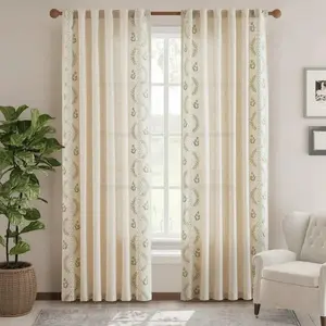 Embroidered Vine Floral Linen Curtains
