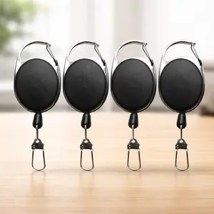 Retractable Keychain Leash Set, Anti-Loss Elastic Key Holder with Secure Locking Hook, Portable Stretch Keyring Accessories, 4 Pack Detachable Safety Key Fob Organizer for Home Car Office