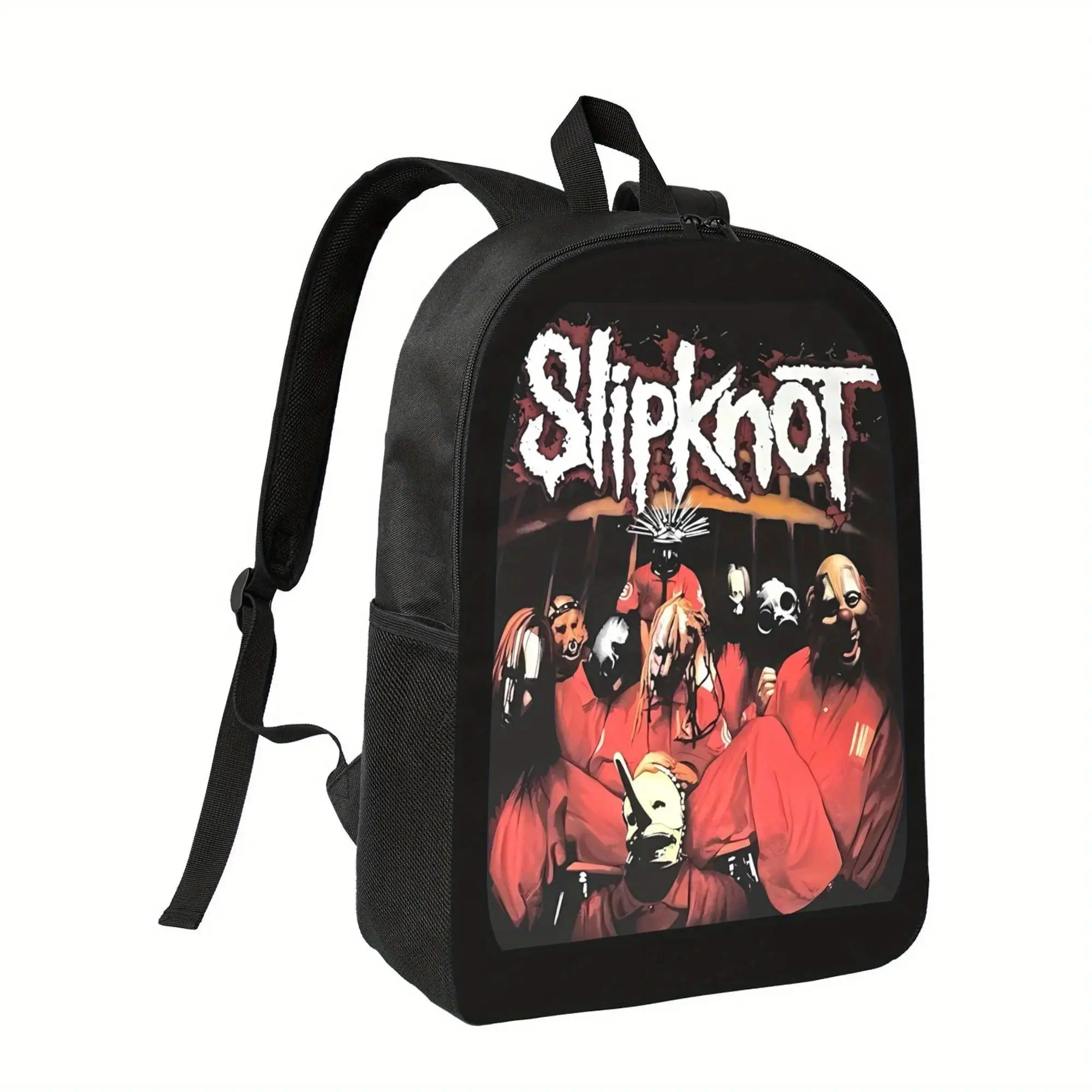 Slipknot Band Logo Backpack - Chain-Accent, Synthetic High-Performance Polyester, Lightweight Durable, Adjustable Padded Shoulder Straps, Multiple Compartments, Machine Washable for All Seasons Slipknot Fans (Travel, School), Casual