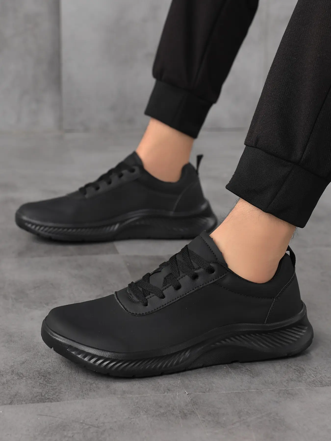 Men's Waterproof Leather Casual Shoes, Soft Sole Lightweight Work Shoes, Breathable Wide Fit, All Season Outdoor Garden Shoes, Breathable Work Sneakers
