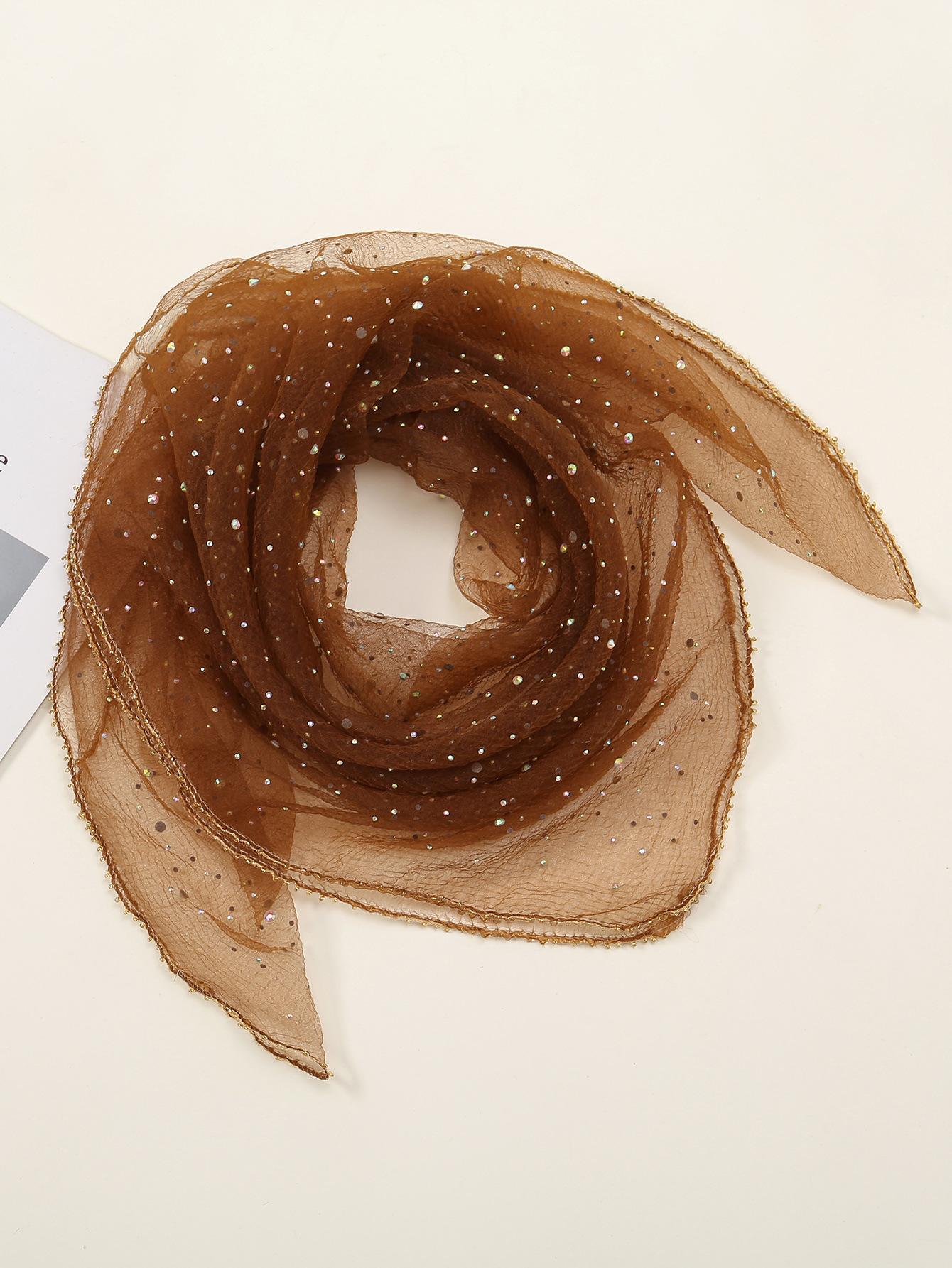 Rhinestone headscarf, silk scarf, women's elegant headscarf, sequin headscarf, square scarf