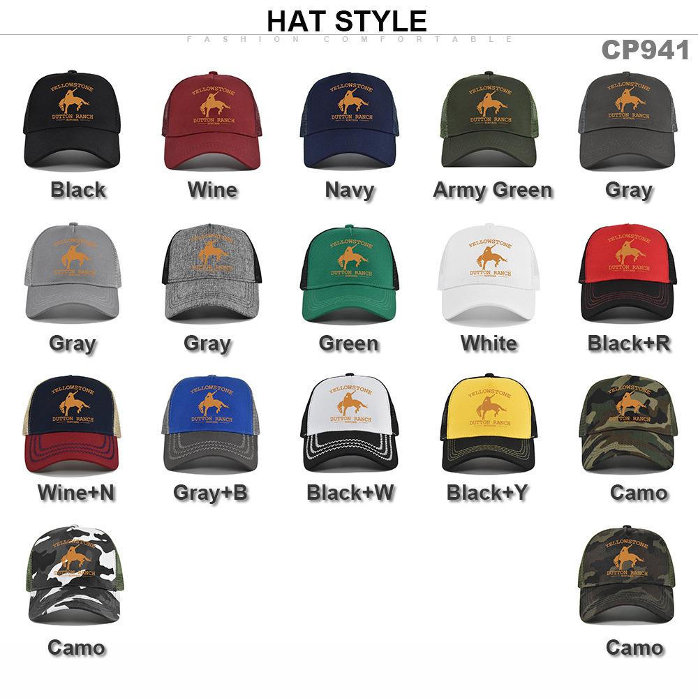 Best-selling Yellowstone baseball cap, screen-printed Yellowstone mesh cap, printed duckbill cap, unisex washable breathable sun hat