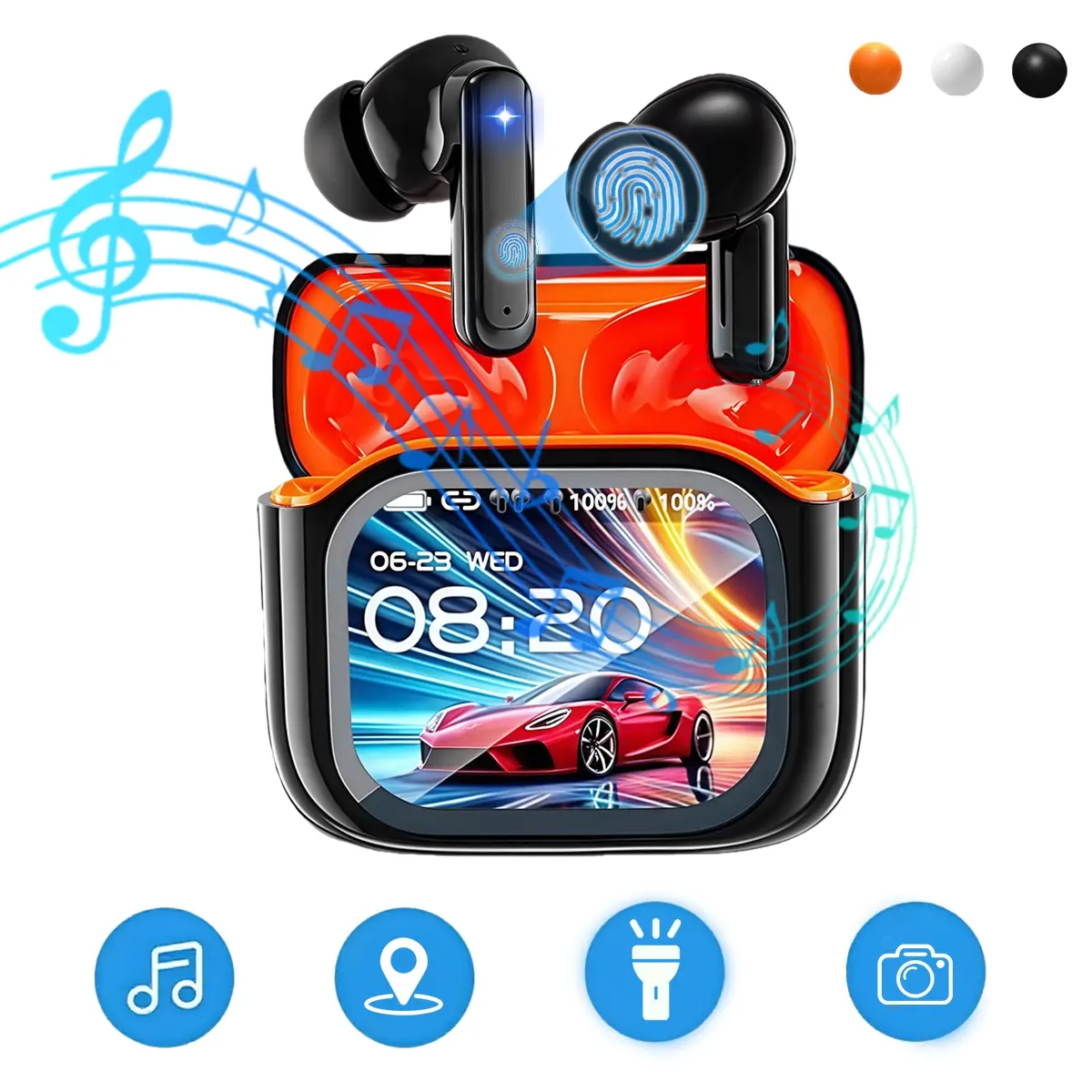 Sport Wireless Bluetooth Earbuds Bluetooth 5.4 Headphones LED Multi-Function Touch Screen,HiFi Sound Quality HD Calls Suitable for Enetertainment,Music,Travel and Office work Led Touchscreen Earbuds