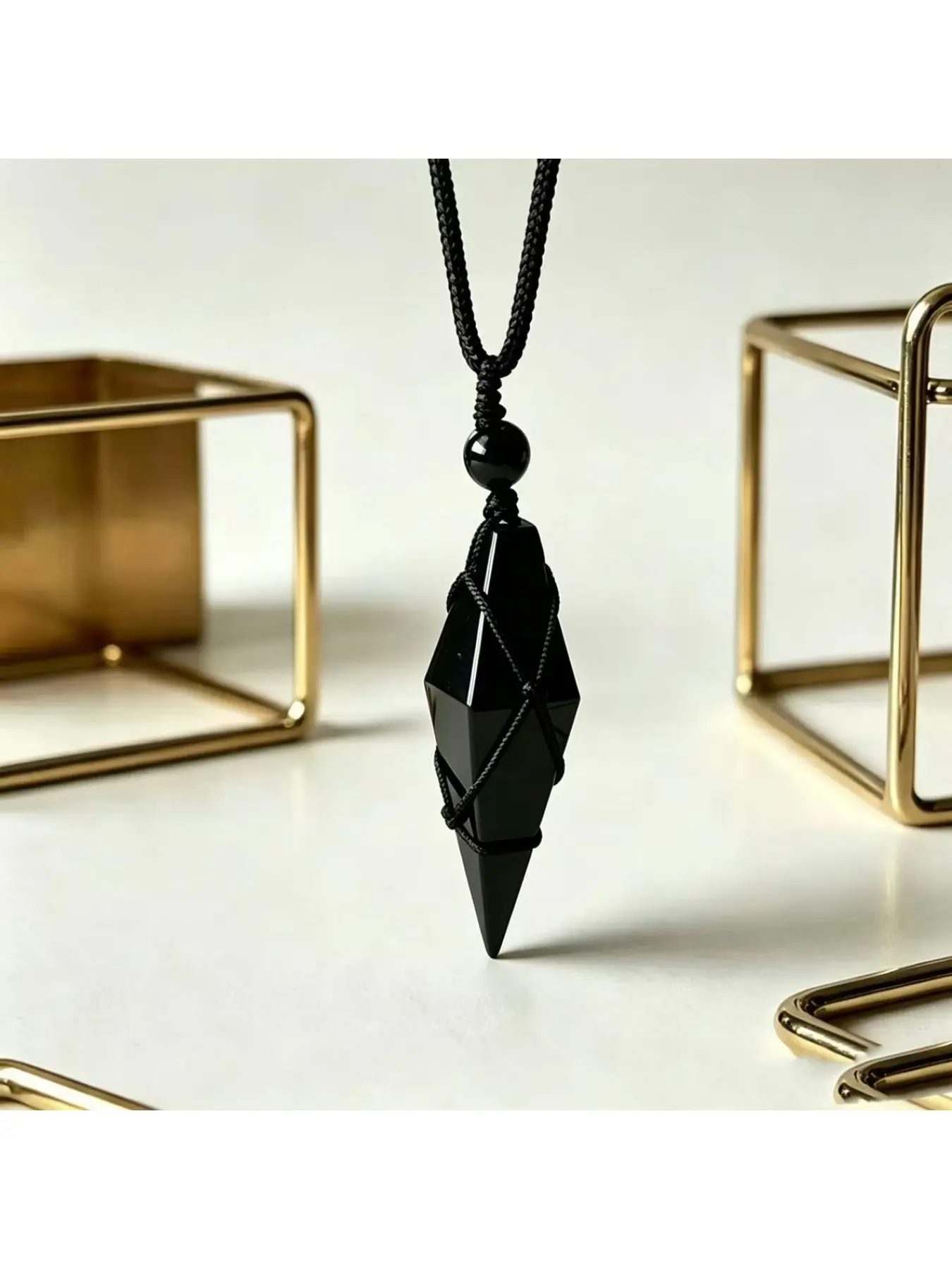 Unisex Necklace, Hand-woven Mesh Bag Crystal Pendulum Spiritual Pendant with Adjustable Extendable Cord Length. Ideal Unique Energy Stone Gift for Best Friends & Couples, Daily Layerable Jewelry, Versatile Neck Chain for Rituals and Meditation