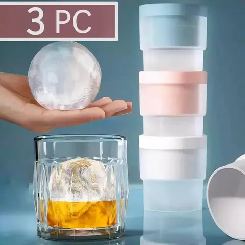 Ice Ball Mold, Ice Sphere Maker, 1/3/4/6Counts/set Ice Ball Molds - Set of 3, Round Ice Cube Molds, 2.5-Inch Spherical Ice Cubes for Whiskey, Cocktails, Bourbon Cocktail Ice Cube Mold Kitchen Utensils