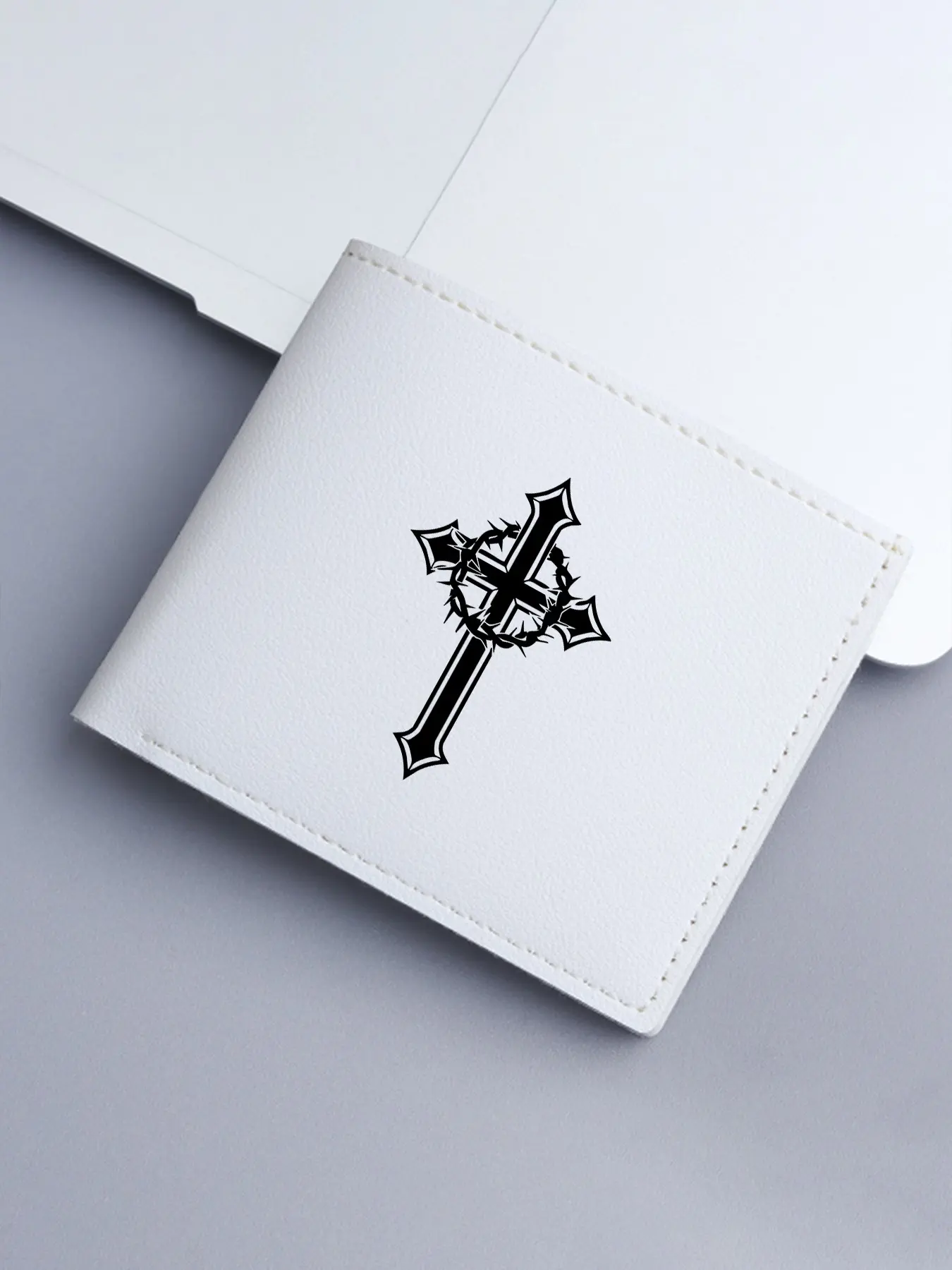 Cross Pattern Men's Short Business Fashion Wallet, Classic Horizontal Design, Large Capacity, Multiple Card Slots, Business Gift Bag, Vintage Style
