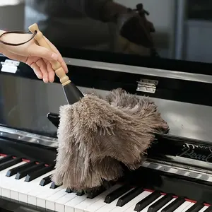 Reusable Feather Duster with Wooden Handle, Soft Non-Shedding Dust Cleaner, Multipurpose Duster for Home, Car, and Electronic Devices